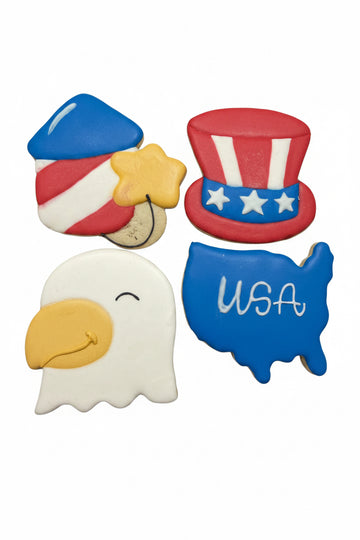 Assorted 4th of July Decorated Cookies - 4, 8, 12, 24